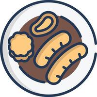Pempek linear color illustration vector