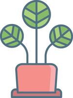 ripple peperomia plant linear color illustration vector