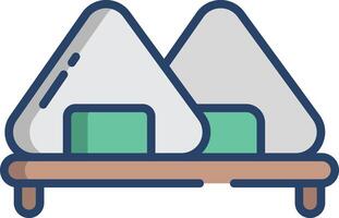 Onigiri rice ball linear color illustration vector