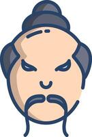 Samurai linear color illustration vector