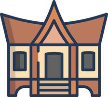 Gadang House linear color illustration vector