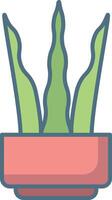 Snake plant linear color illustration vector