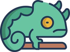 Chameleon linear color illustration vector