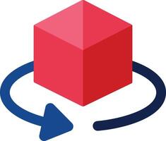 a red cube with a blue arrow pointing to it vector
