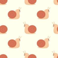 Seamless Pattern with Brown Smiling Snail. Creative children design. Flat Kid illustration. vector