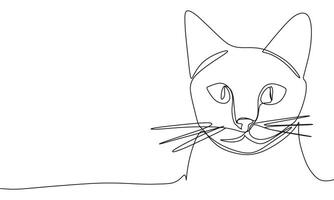 Cat face one line continuous.Cat line art. Hand drawn art. vector