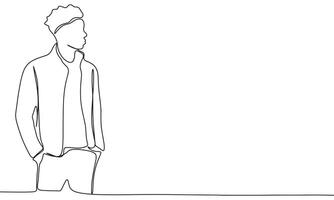 Fashion man silhouette one line line continuous. Line art man's silhouette. Hand drawn art. vector