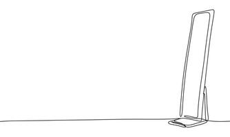 Floor mirror one line line continuous. Line art mirror floor. Hand drawn art. vector
