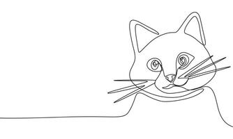Cat face one line continuous. Line art cat face. Hand drawn art. vector