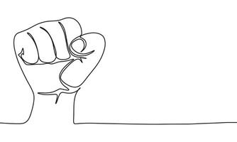 Freedom symbol one line continuous. Line art fist. Hand drawn art. vector