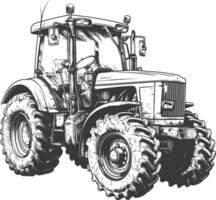 agricultural machine with engraving style black color only vector