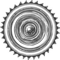 circle saw blade with engraving style black color only vector