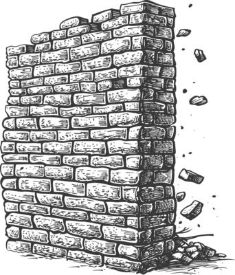 brick wall with engraving style black color only