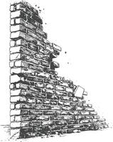 brick wall with engraving style black color only vector