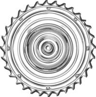 circle saw blade with engraving style black color only vector