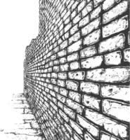 brick wall with engraving style black color only vector