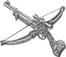 crossbow with engraving style black color only vector
