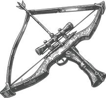 crossbow with engraving style black color only vector