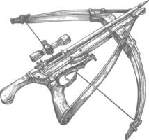 crossbow with engraving style black color only vector