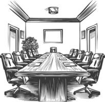 conference room with engraving style black color only vector