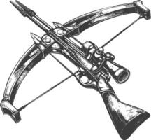 crossbow with engraving style black color only vector