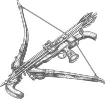 crossbow with engraving style black color only vector
