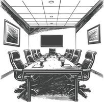 conference room with engraving style black color only vector