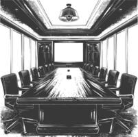 conference room with engraving style black color only vector