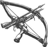 crossbow with engraving style black color only vector