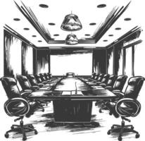 conference room with engraving style black color only vector