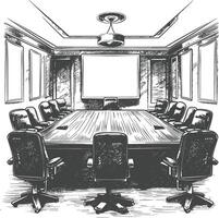 conference room with engraving style black color only vector