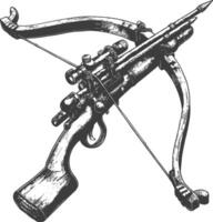 crossbow with engraving style black color only vector