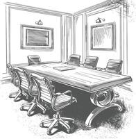 conference room with engraving style black color only vector