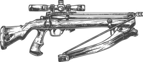 crossbow with engraving style black color only vector