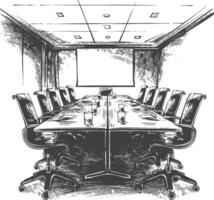 conference room with engraving style black color only vector