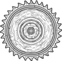 circle saw blade with engraving style black color only vector