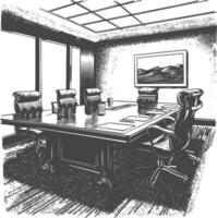 conference room with engraving style black color only vector