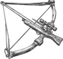 crossbow with engraving style black color only vector