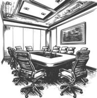 conference room with engraving style black color only vector