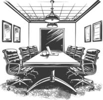 conference room with engraving style black color only vector