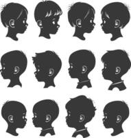 silhouette little boy head collection set black color only vector