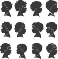 silhouette little boy head collection set black color only vector