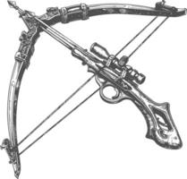 crossbow with engraving style black color only vector