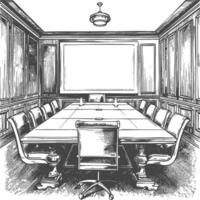 conference room with engraving style black color only vector