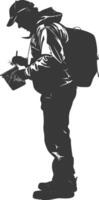 silhouette man beekeeper in action full body black color only vector