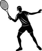 a drawing of a man playing tennis with a racquet vector