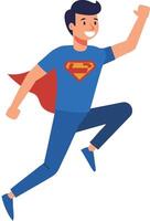 This is an illustration of a Superhero boy jumping and smiling. vector