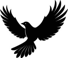 A graceful silhouette of a bird in flight, with outstretched wings and delicate feathers vector