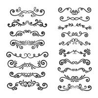 Modern hand draw decorative swirls and text dividers collection. Wedding decorative design elements vector