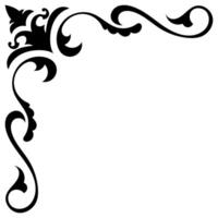 Thin line vintage corner. Medieval period of the Victorian dynasty. Fancy black monogram frame design element abstract icon collection Flower simple symbol vector